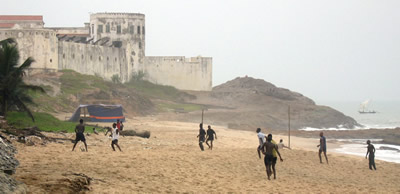 Playing soccer in the shadow of a slave castle (Ghana)